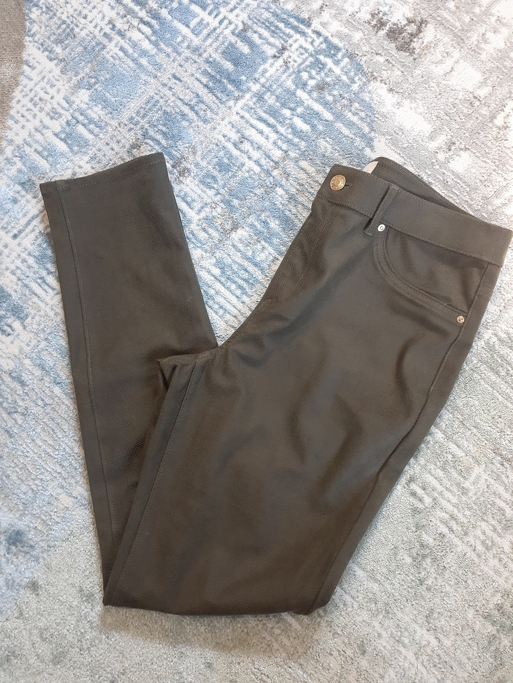 Chico's Olive Green Textured Skinny Stretch Pants